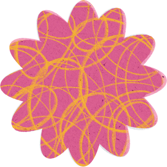 Scribbled Pink and Yellow Flower Paper Cut-out