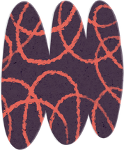 Scribbled Violet and Red Orange Paper Cut-out