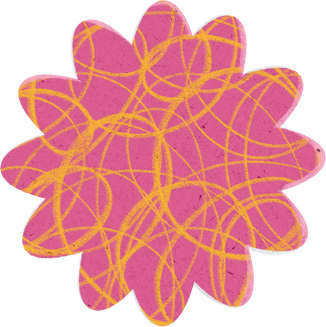 Scribbled Pink and Yellow Flower Paper Cut-out